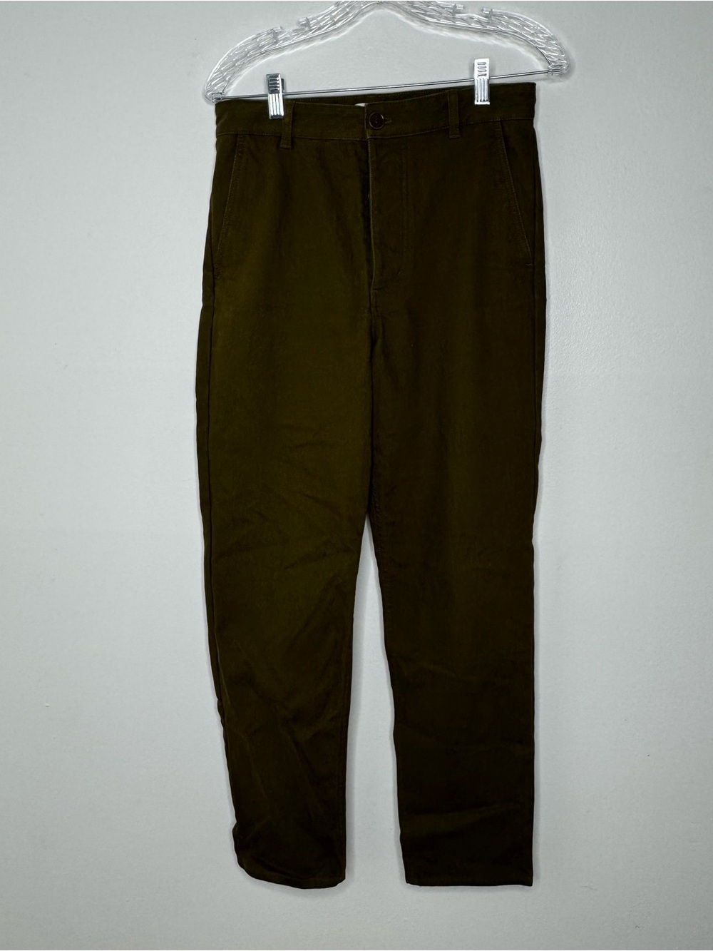 COS Women's Dark Olive tapered leg pants 4